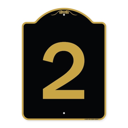 Signmission Designer Series Sign-Sign W/ Number 2, Black & Gold Aluminum Sign, 18" x 24", BG-1824-22897 A-DES-BG-1824-22897